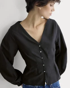Balloon Sleeve Top in Cotton Silk