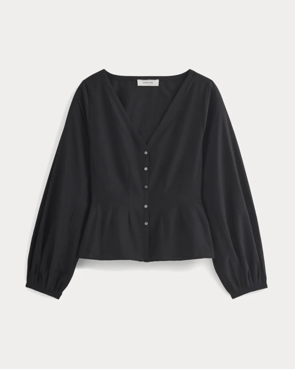 Balloon Sleeve Top in Cotton Silk