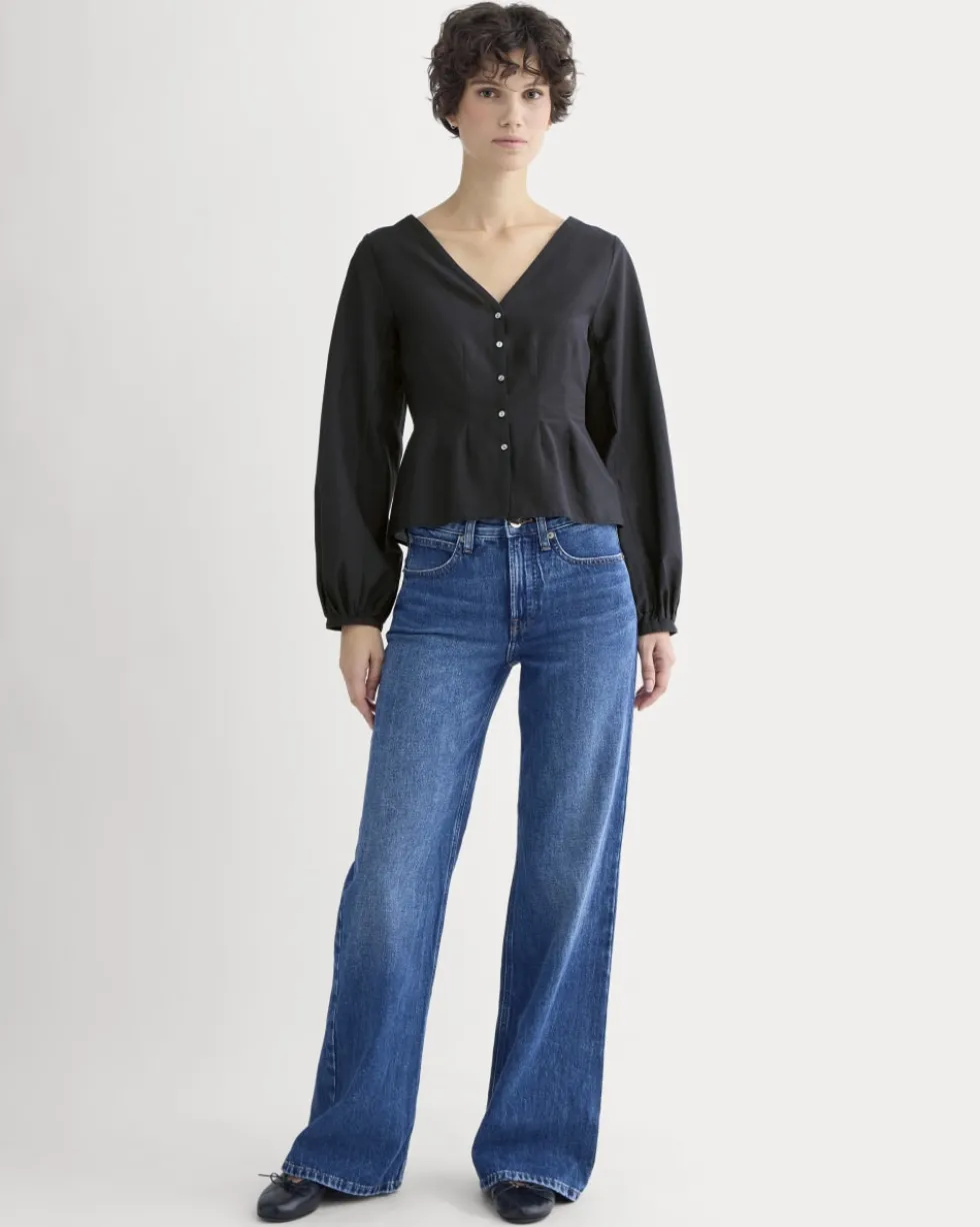 Balloon Sleeve Top in Cotton Silk