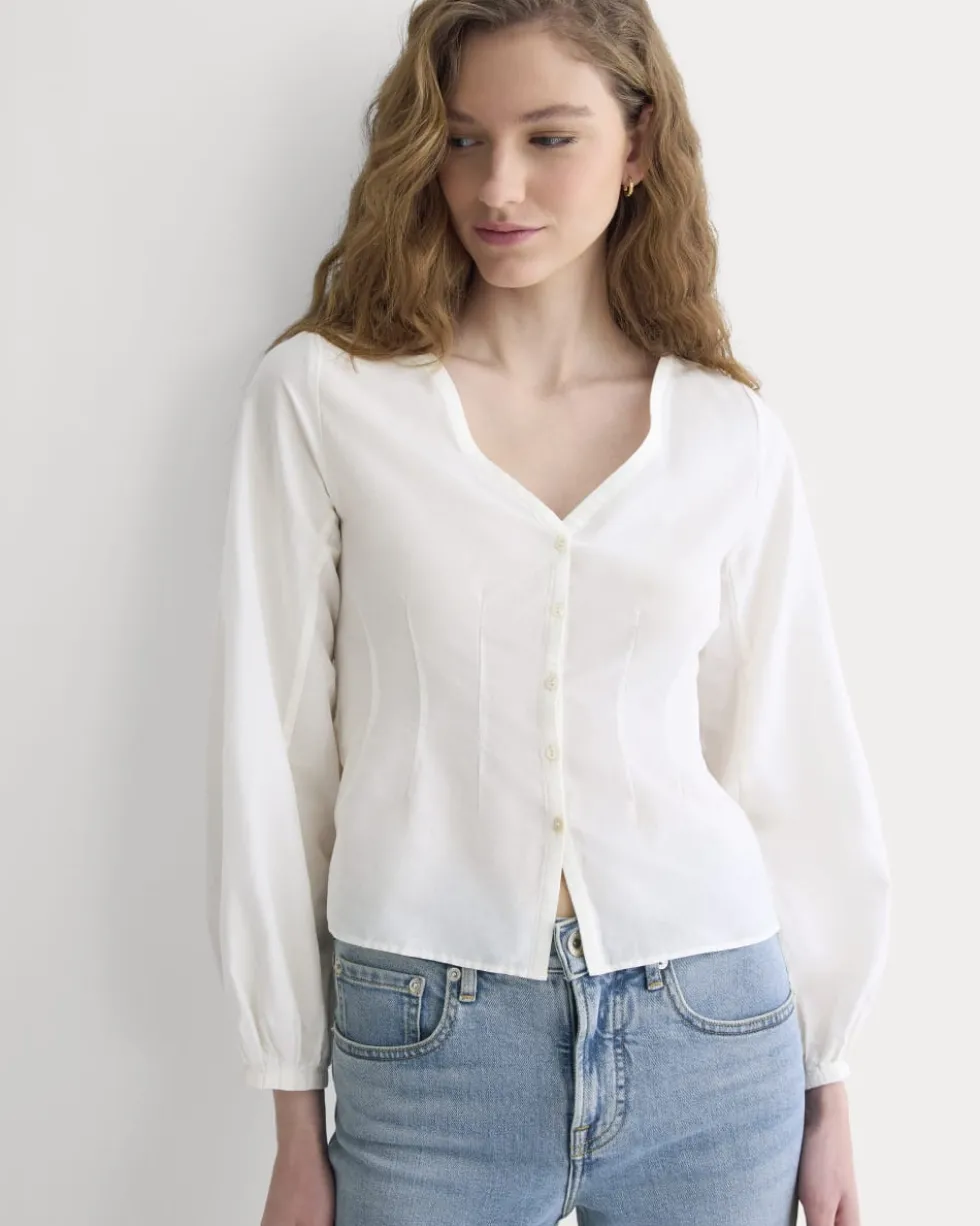 Balloon Sleeve Top in Cotton Silk
