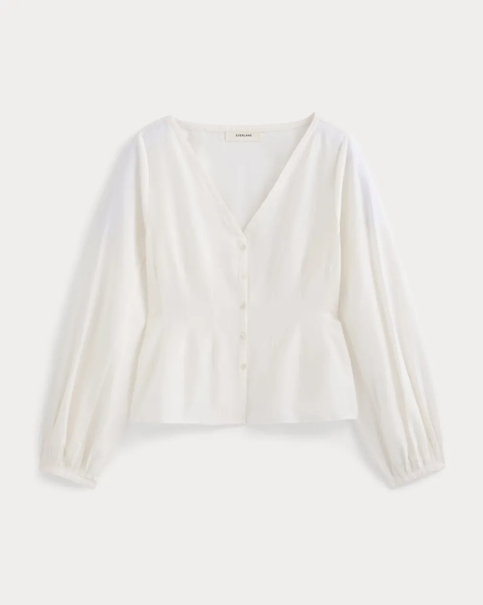 Balloon Sleeve Top in Cotton Silk