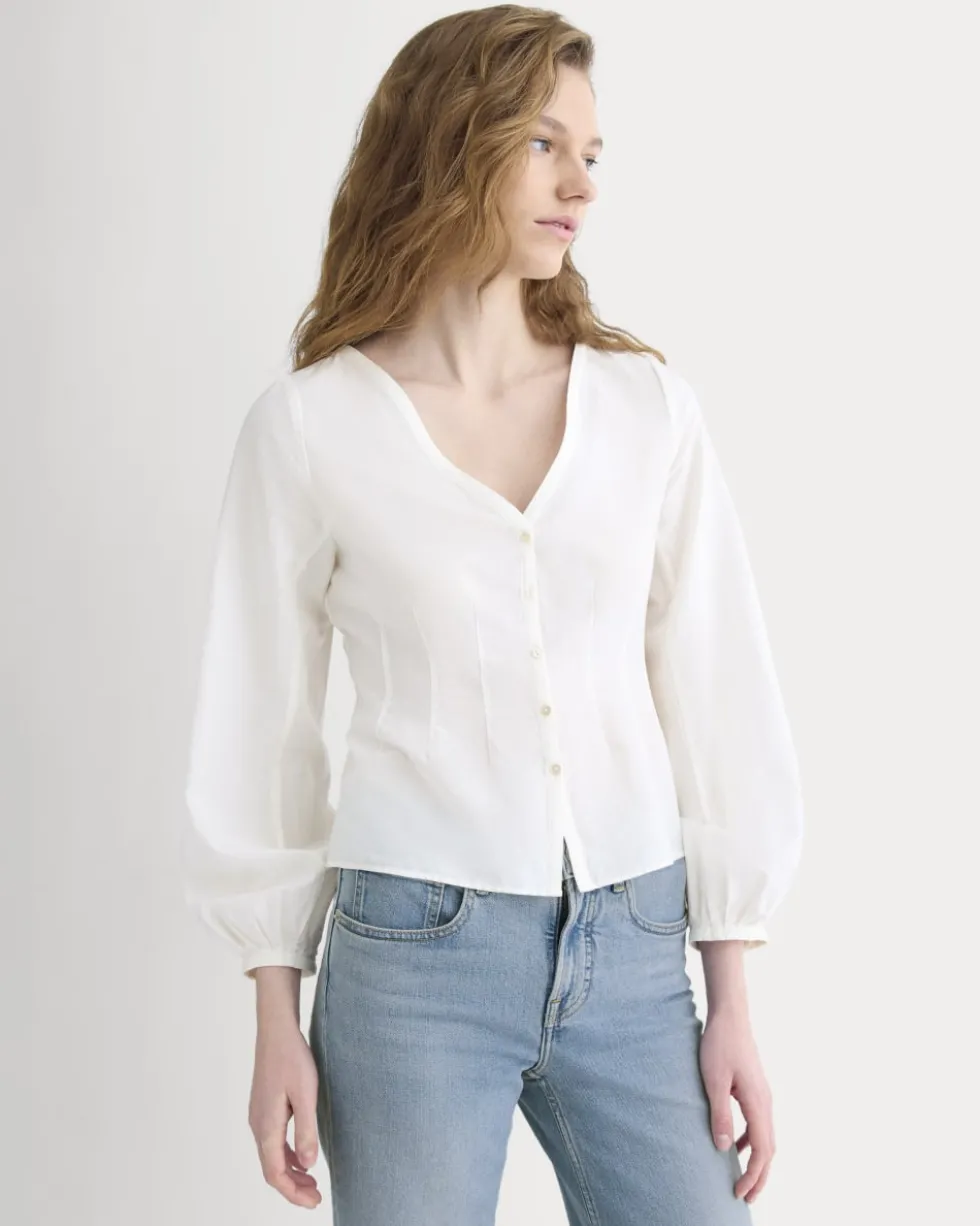 Balloon Sleeve Top in Cotton Silk