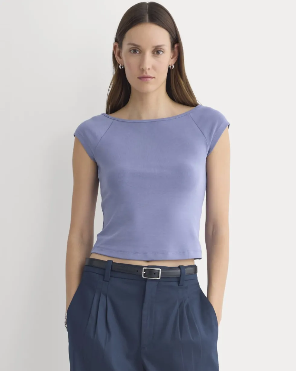Boatneck Cap-Sleeve Top in Butterknit