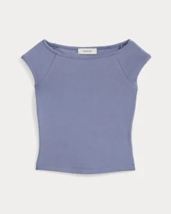 Boatneck Cap-Sleeve Top in Butterknit