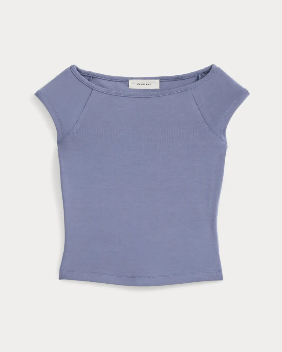 Boatneck Cap-Sleeve Top in Butterknit