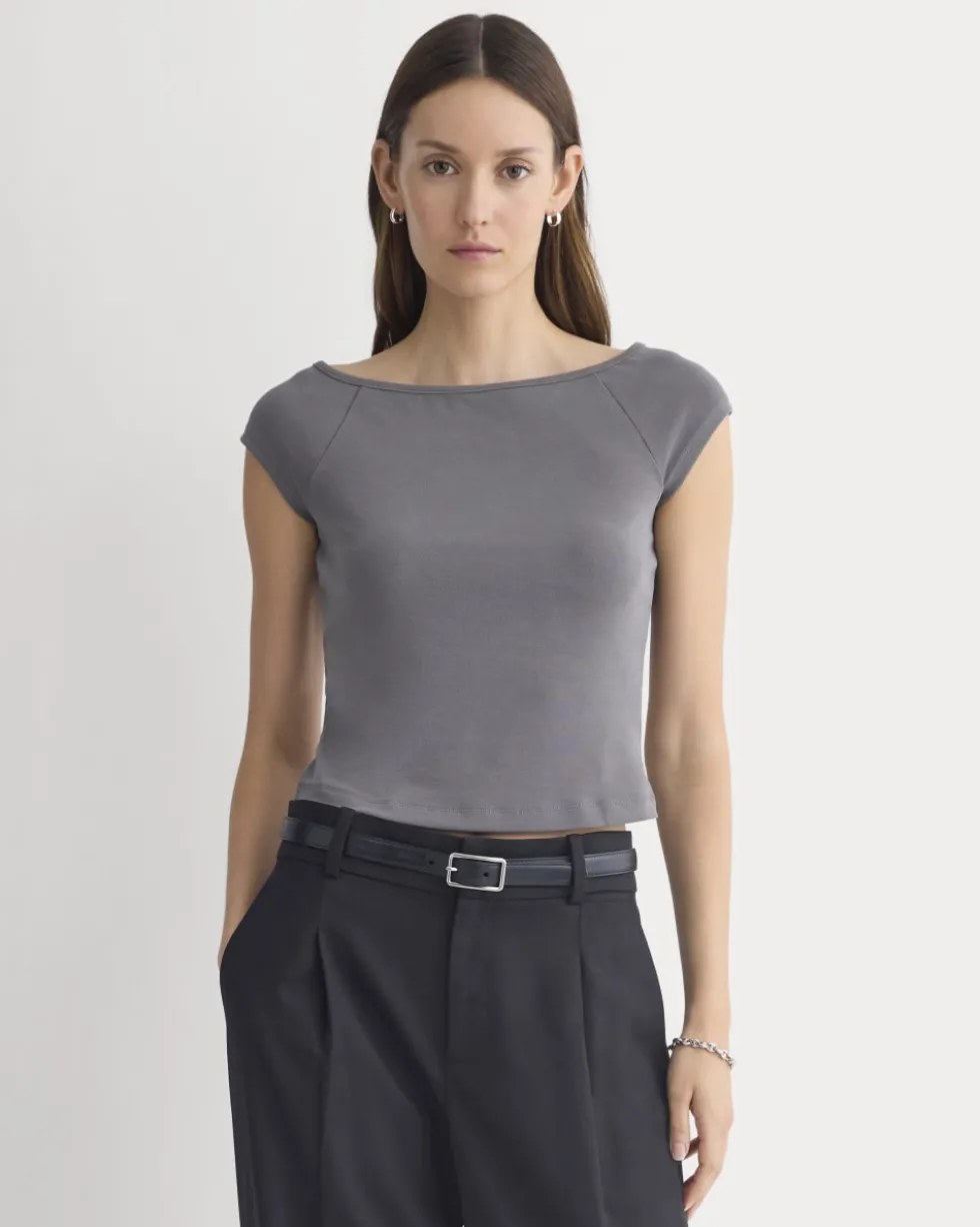 Boatneck Cap-Sleeve Top in Butterknit
