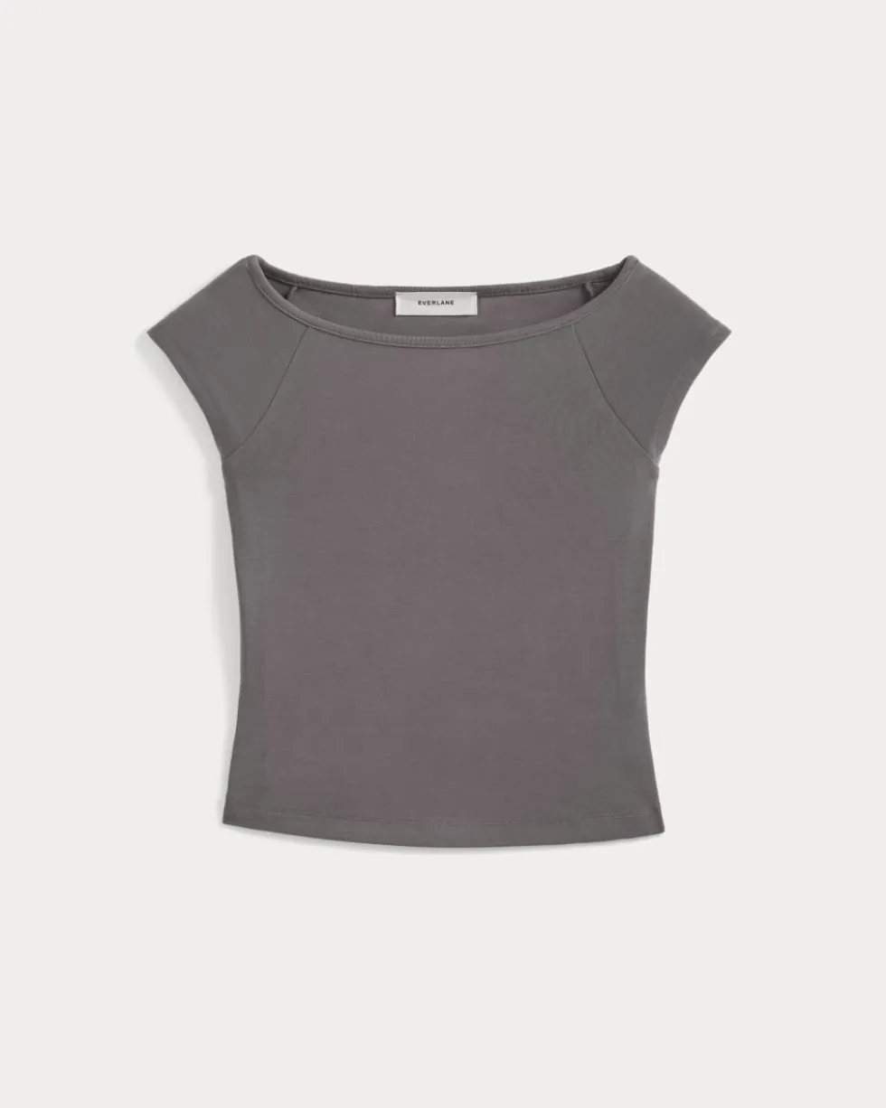 Boatneck Cap-Sleeve Top in Butterknit