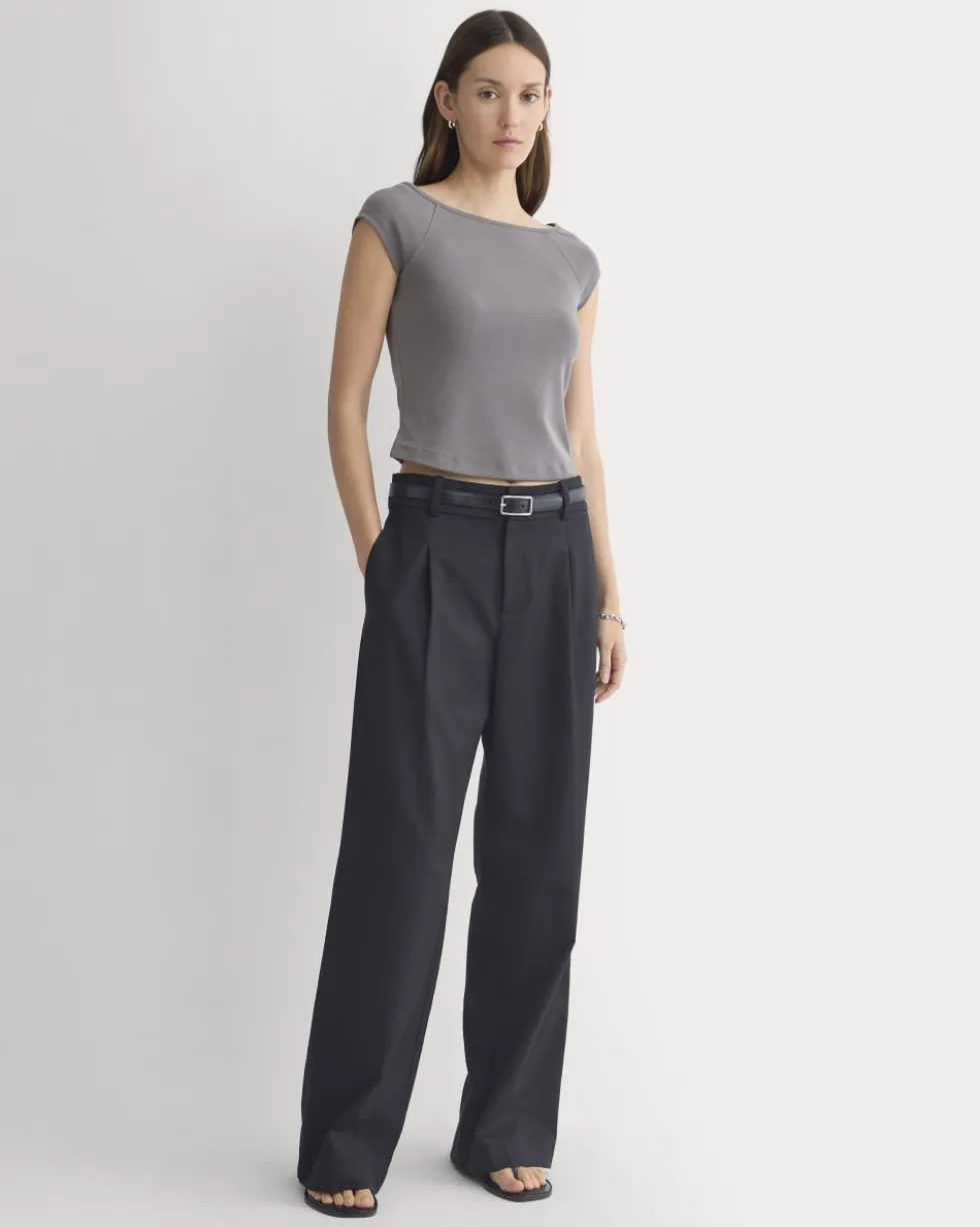 Boatneck Cap-Sleeve Top in Butterknit