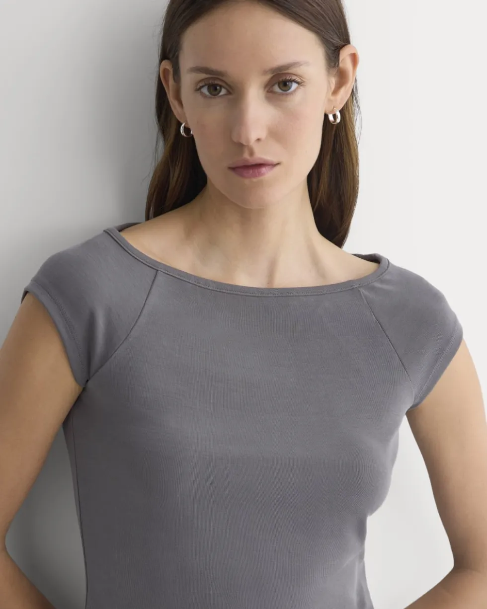 Boatneck Cap-Sleeve Top in Butterknit