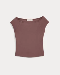 Boatneck Cap-Sleeve Top in Butterknit