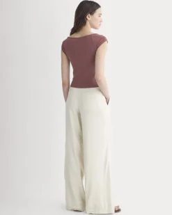 Boatneck Cap-Sleeve Top in Butterknit