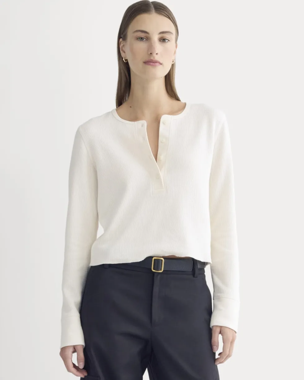 Boxy Henley in Cozy Waffle