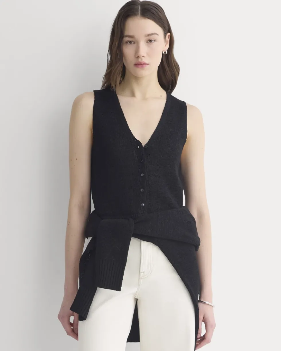 Button-Front Tank in Tape Yarn