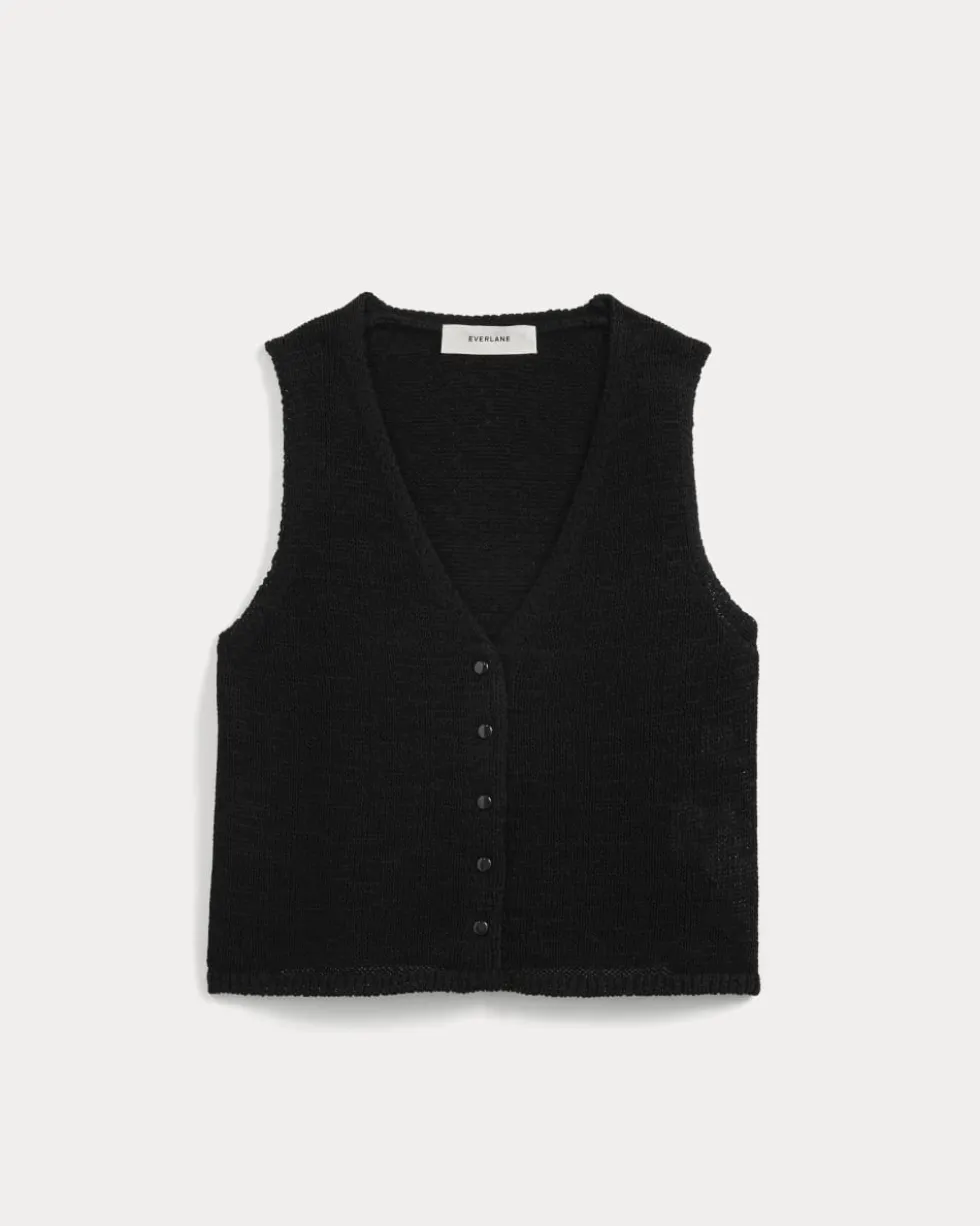 Button-Front Tank in Tape Yarn