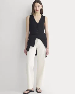 Button-Front Tank in Tape Yarn
