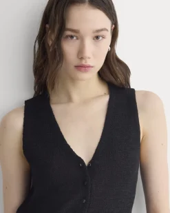 Button-Front Tank in Tape Yarn
