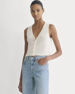 Button-Front Tank in Tape Yarn