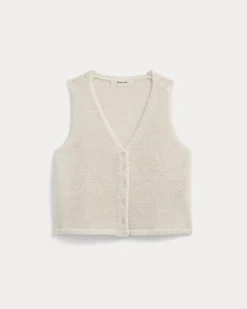 Button-Front Tank in Tape Yarn