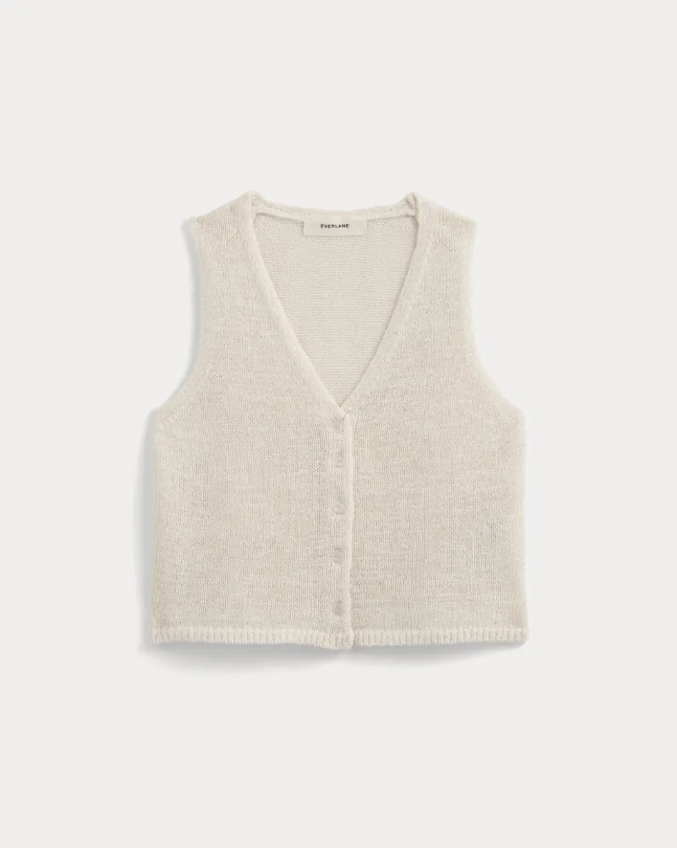 Button-Front Tank in Tape Yarn