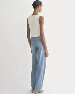 Button-Front Tank in Tape Yarn