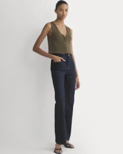 Button-Front Tank in Tape Yarn