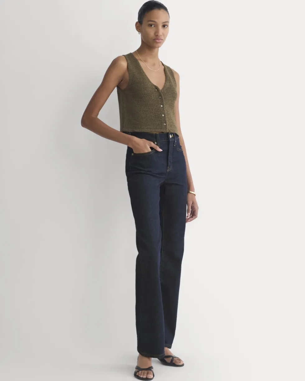 Button-Front Tank in Tape Yarn