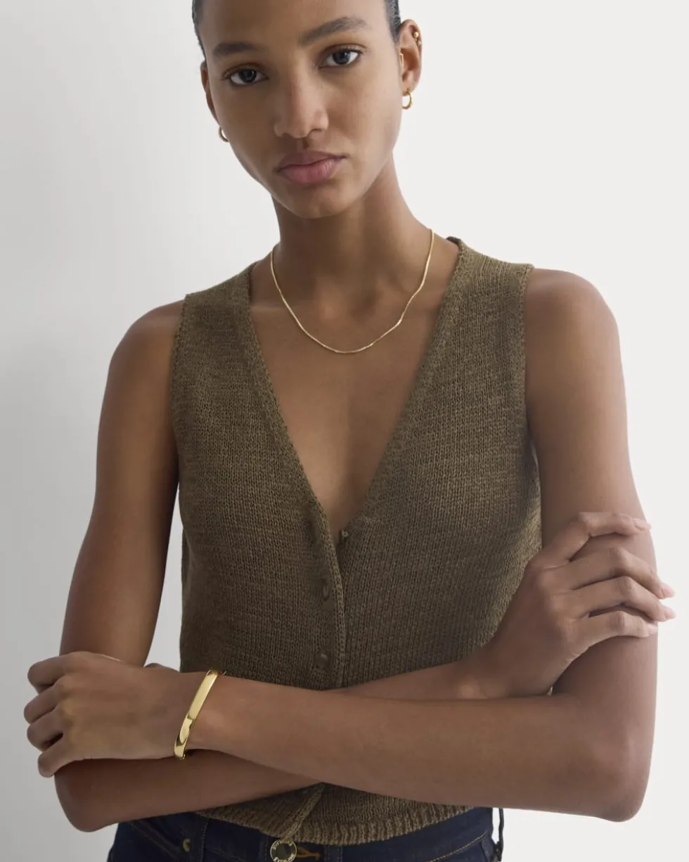 Button-Front Tank in Tape Yarn