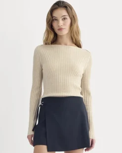 Cashmere Ribbed Boat-Neck Sweater