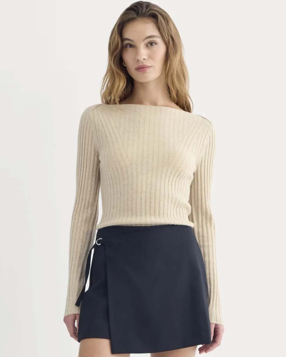 Cashmere Ribbed Boat-Neck Sweater