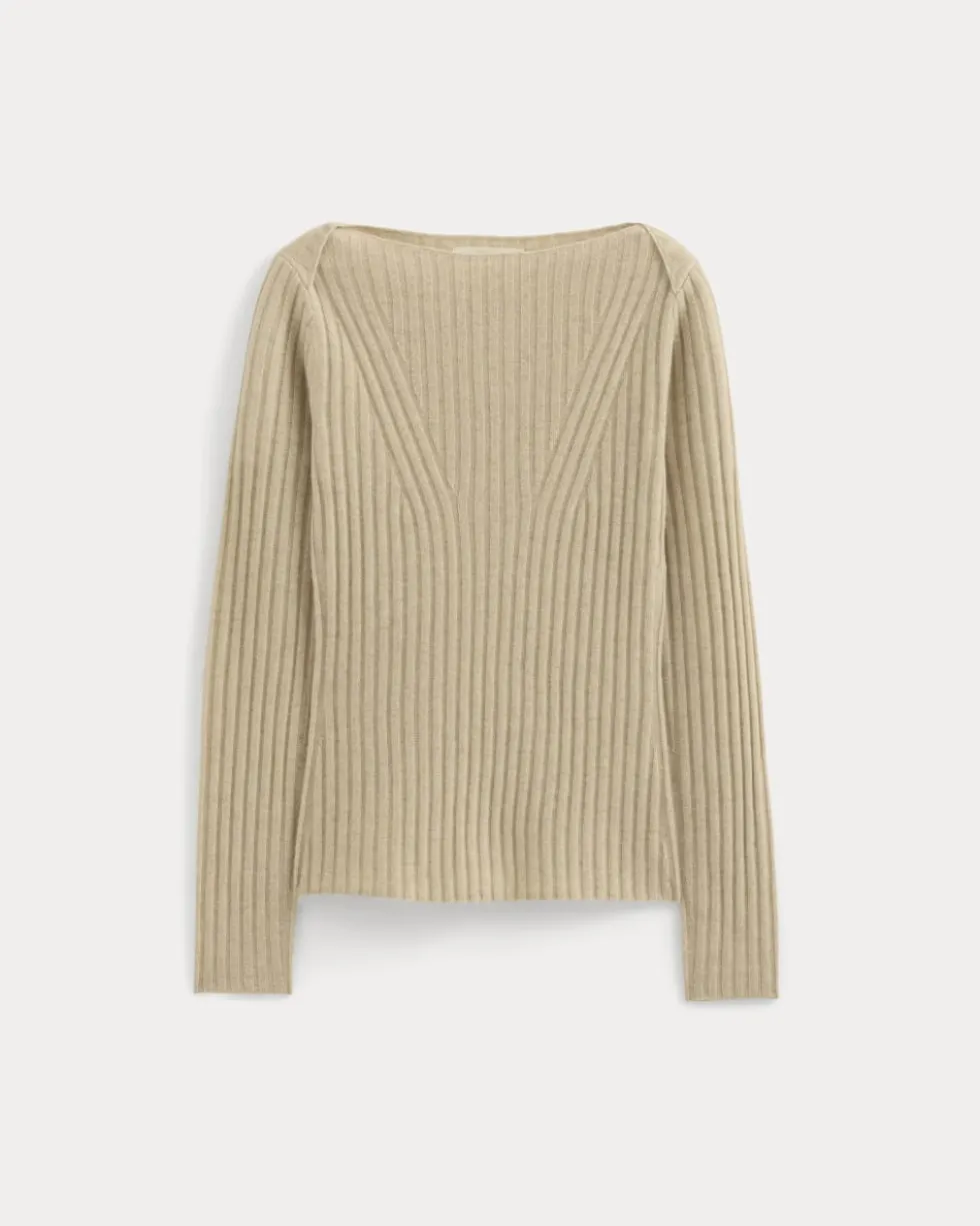 Cashmere Ribbed Boat-Neck Sweater