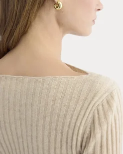 Cashmere Ribbed Boat-Neck Sweater