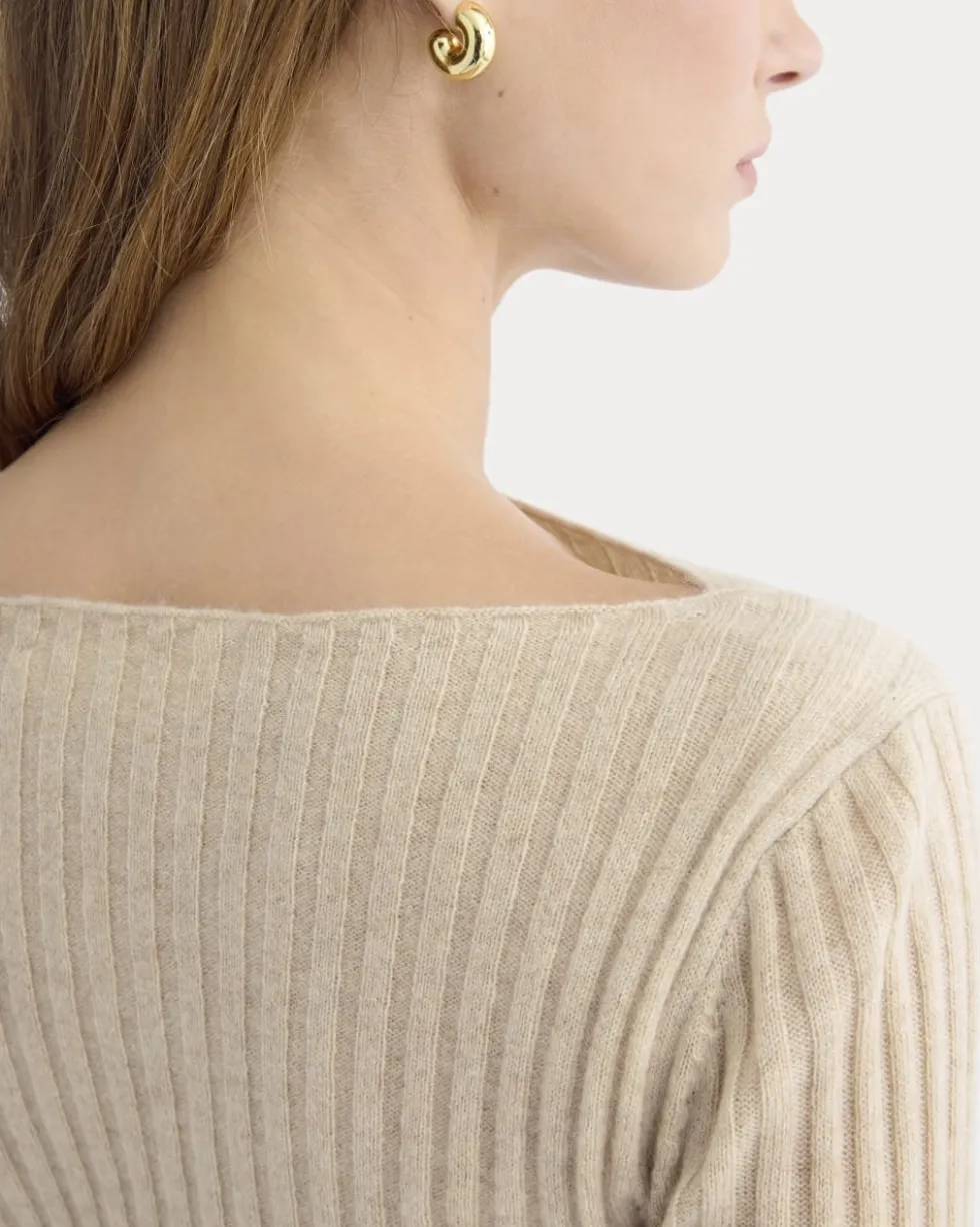 Cashmere Ribbed Boat-Neck Sweater