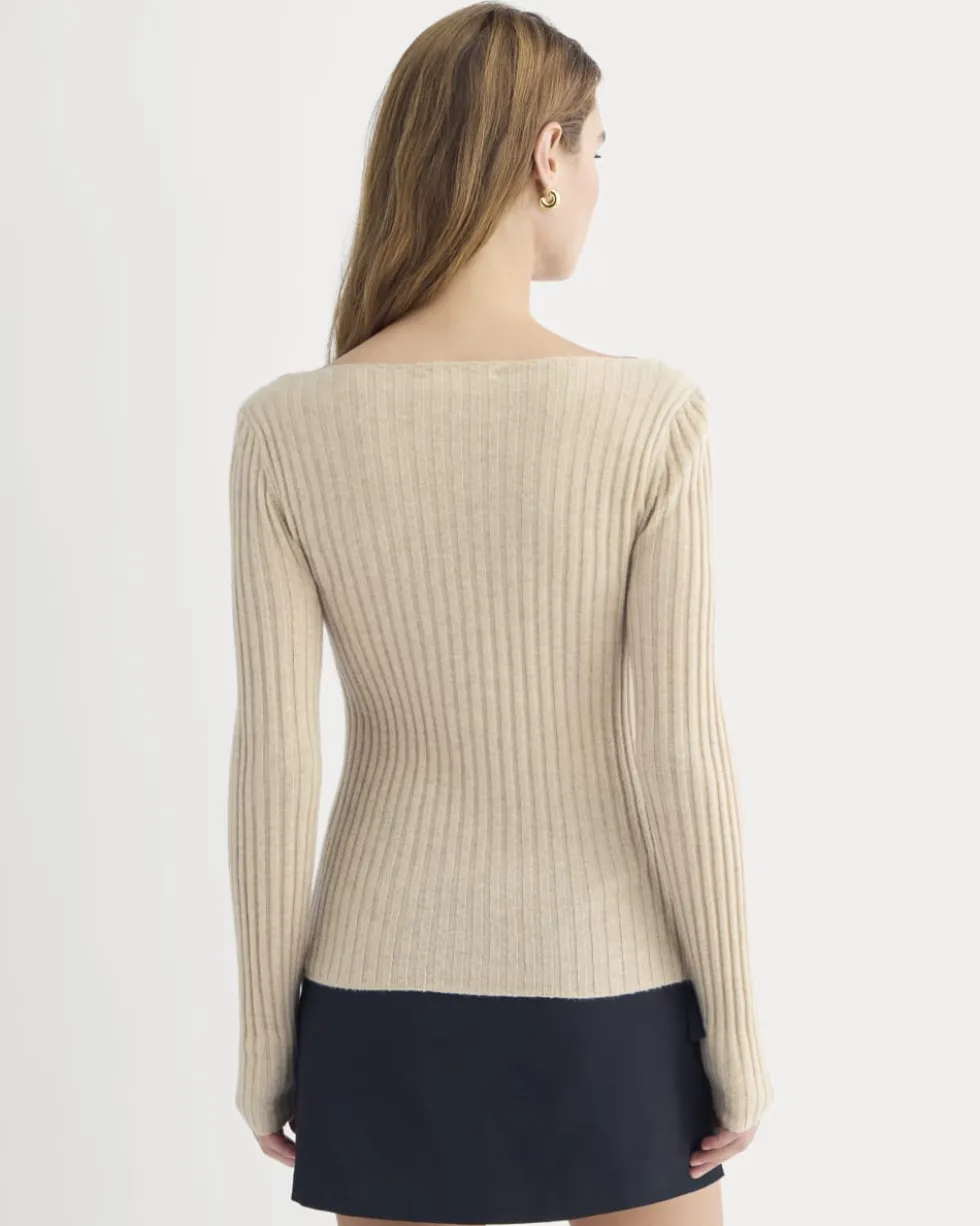 Cashmere Ribbed Boat-Neck Sweater