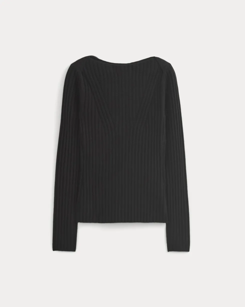 Cashmere Ribbed Boat-Neck Sweater