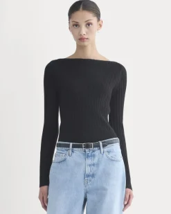 Cashmere Ribbed Boat-Neck Sweater