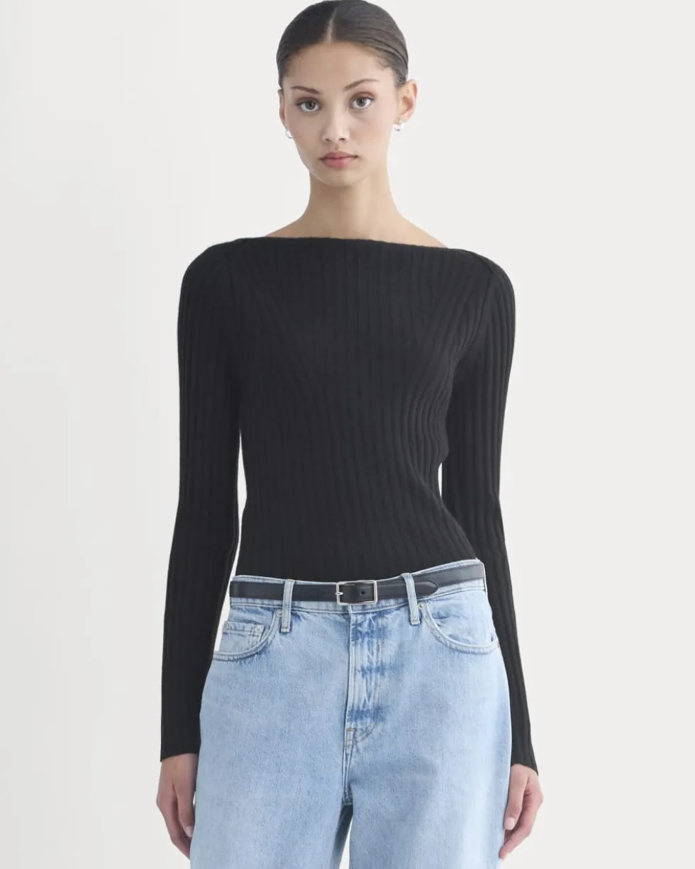 Cashmere Ribbed Boat-Neck Sweater