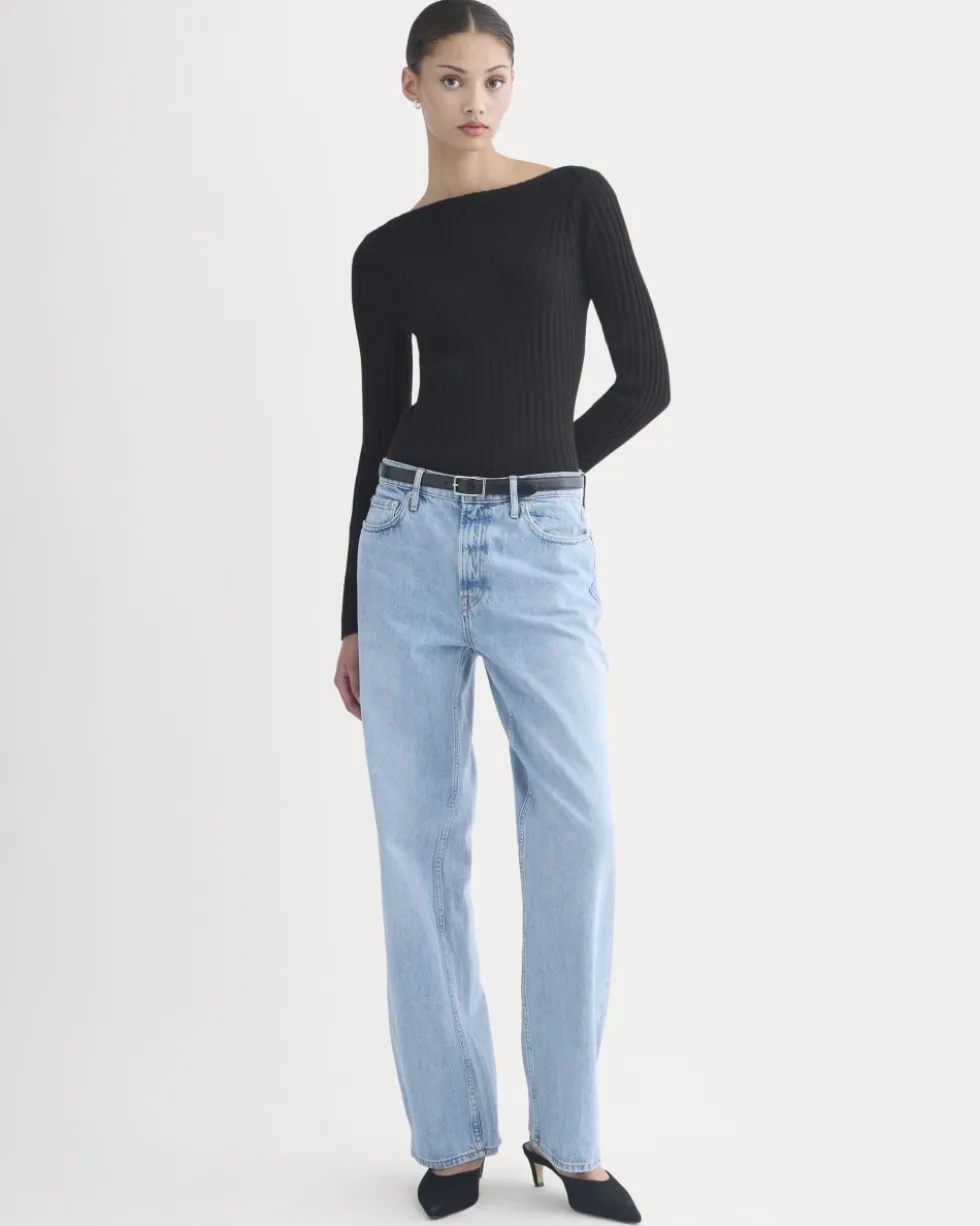 Cashmere Ribbed Boat-Neck Sweater