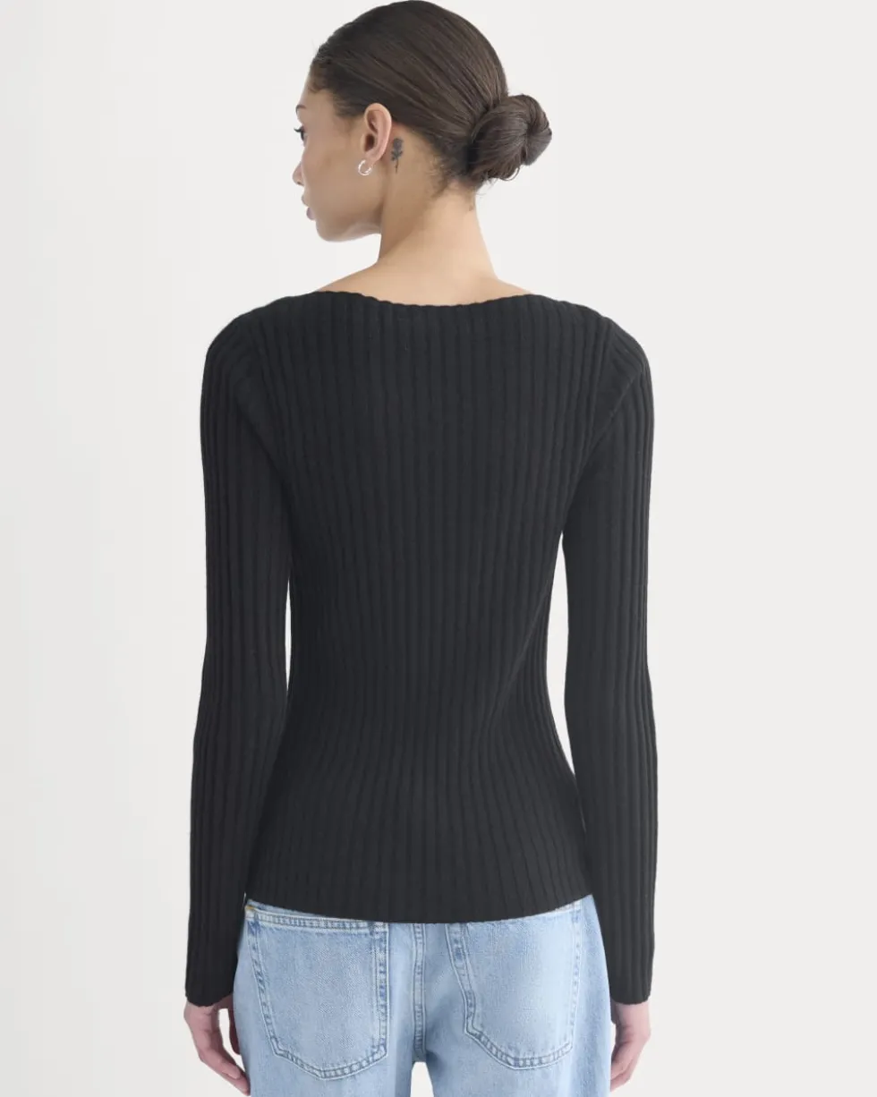 Cashmere Ribbed Boat-Neck Sweater