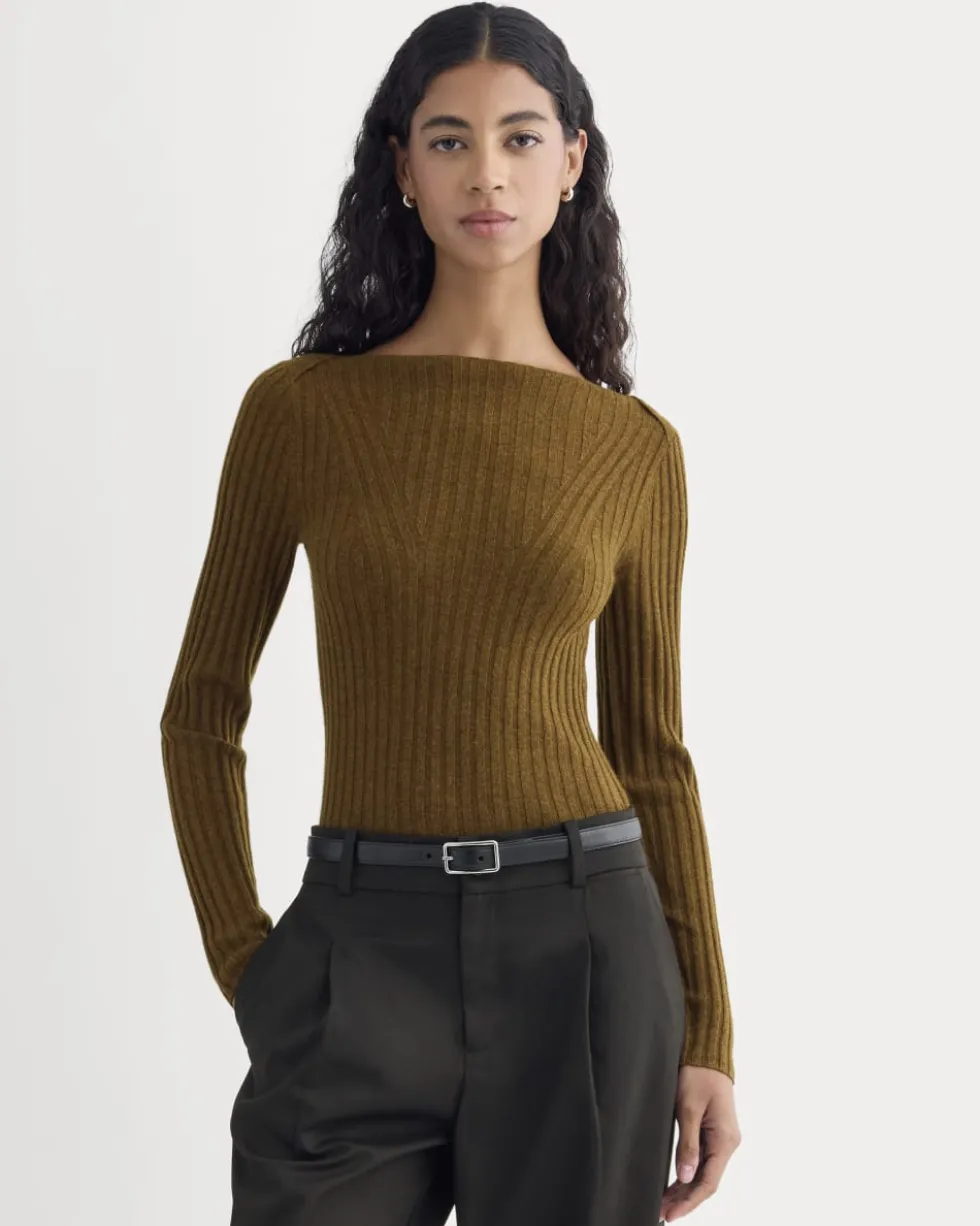 Cashmere Ribbed Boat-Neck Sweater