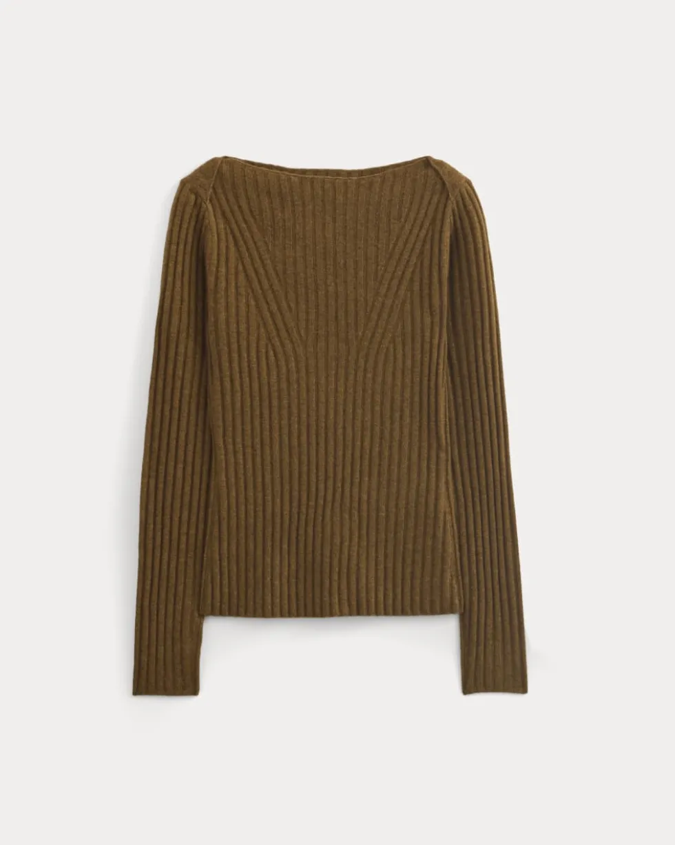 Cashmere Ribbed Boat-Neck Sweater