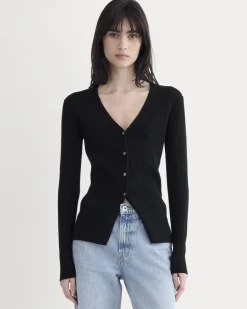 Cashmere Ribbed V-Neck Cardigan