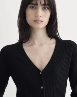 Cashmere Ribbed V-Neck Cardigan