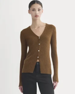 Cashmere Ribbed V-Neck Cardigan