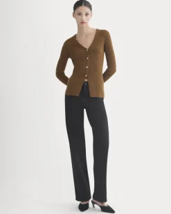 Cashmere Ribbed V-Neck Cardigan