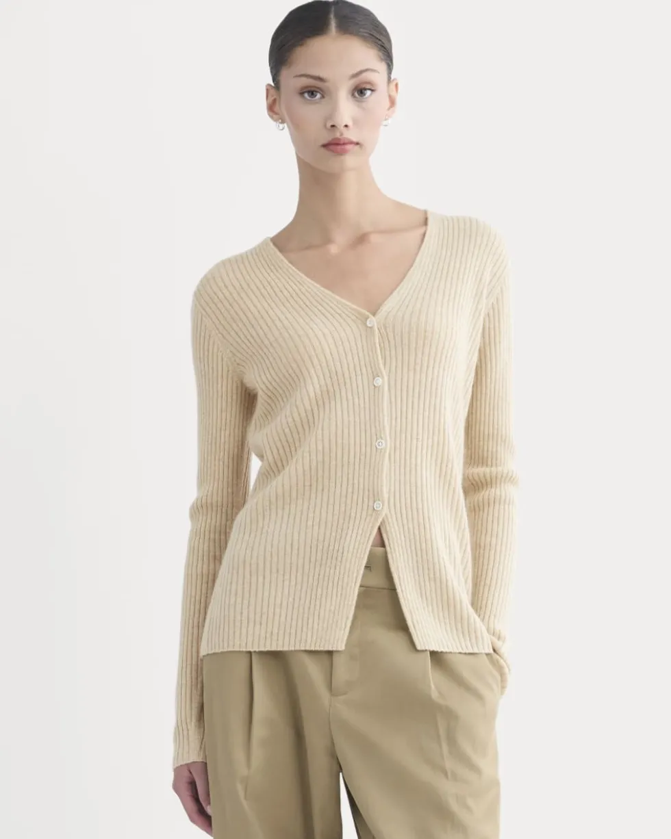 Cashmere Ribbed V-Neck Cardigan