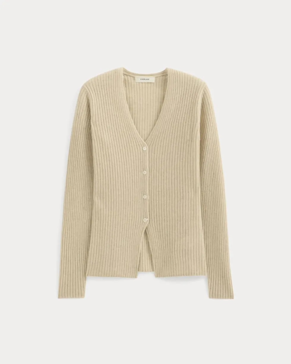 Cashmere Ribbed V-Neck Cardigan