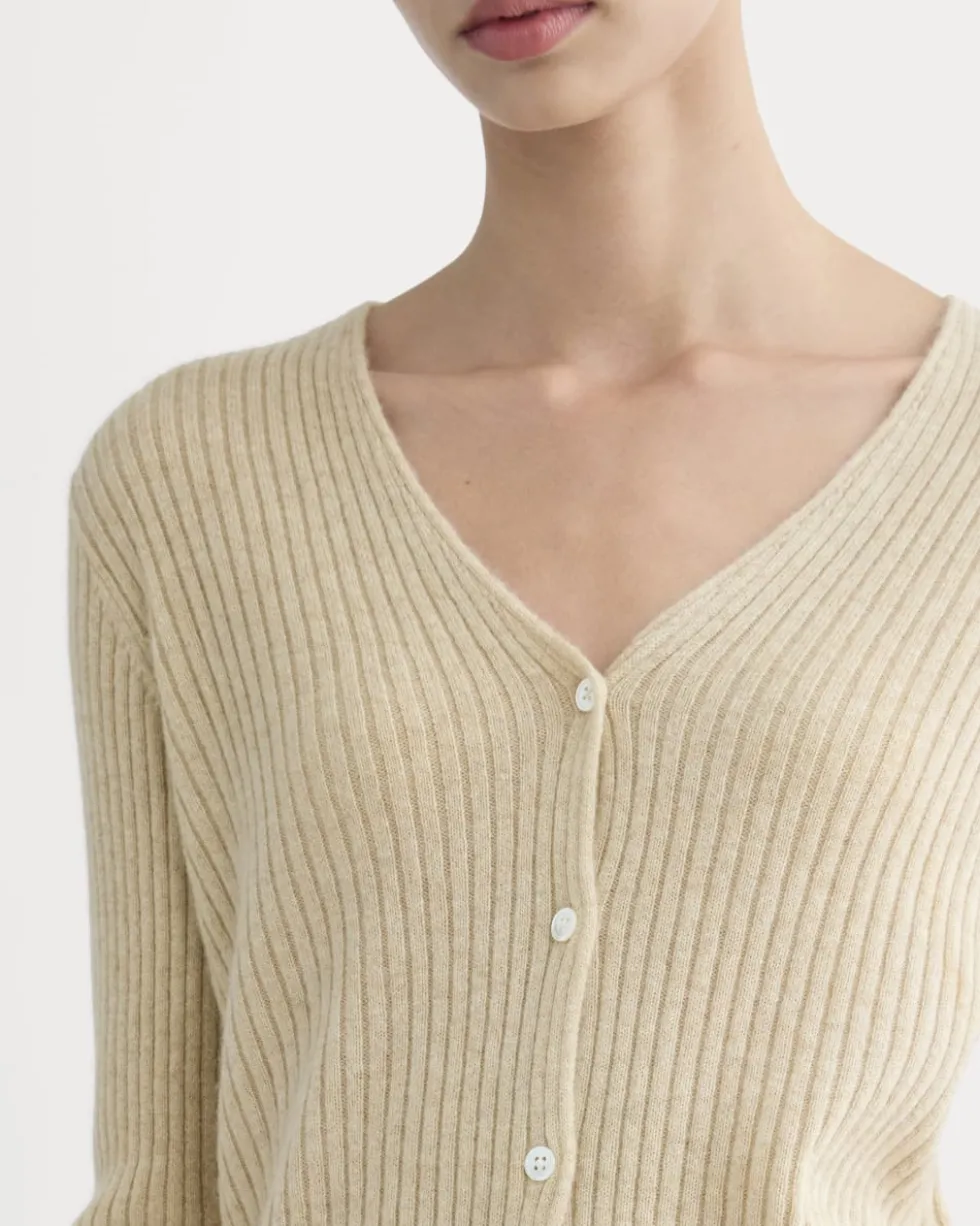 Cashmere Ribbed V-Neck Cardigan