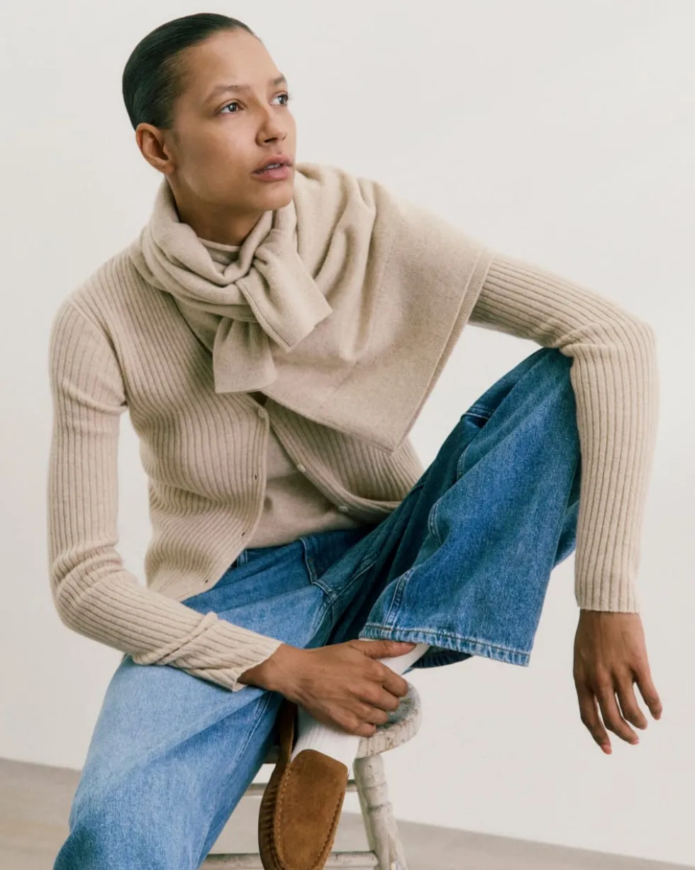 Cashmere Ribbed V-Neck Cardigan