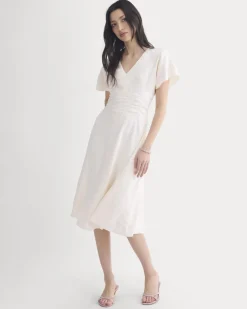 Cinched Dress in Stretch Linen