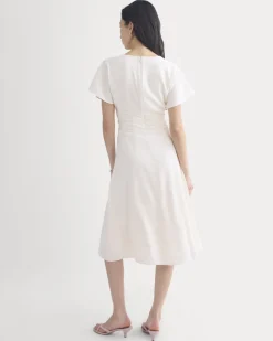 Cinched Dress in Stretch Linen
